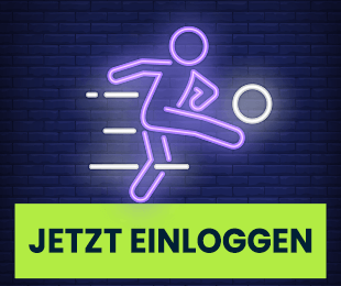Neon Fussballspieler auf dunkler Wand als Hinweis auf schnelle Wettigo Einzahlung